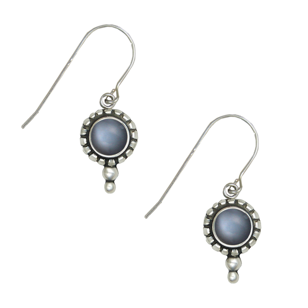 Sterling Silver Little Grey Moonstone Gemstone Drop Dangle Earrings